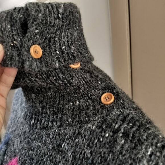 Vintage Gap Size Small Wool Blend Argyle Button Turtleneck Sweater - Picture 4 of 6